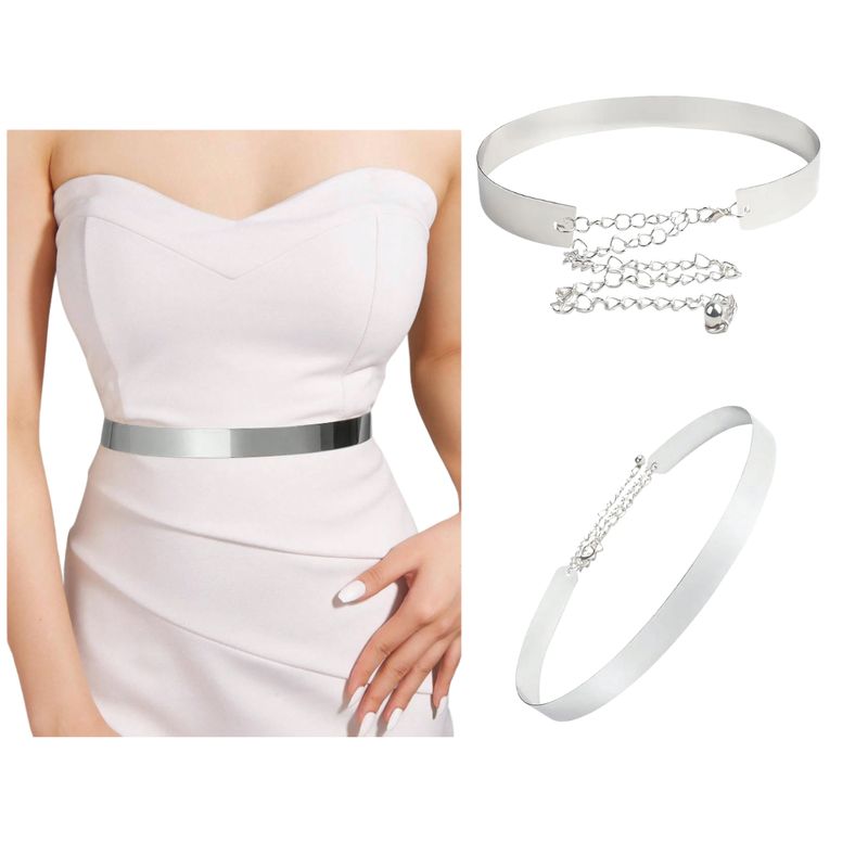 NEGRELI - CINTURON METALICO PLATEADO ELEGANTE