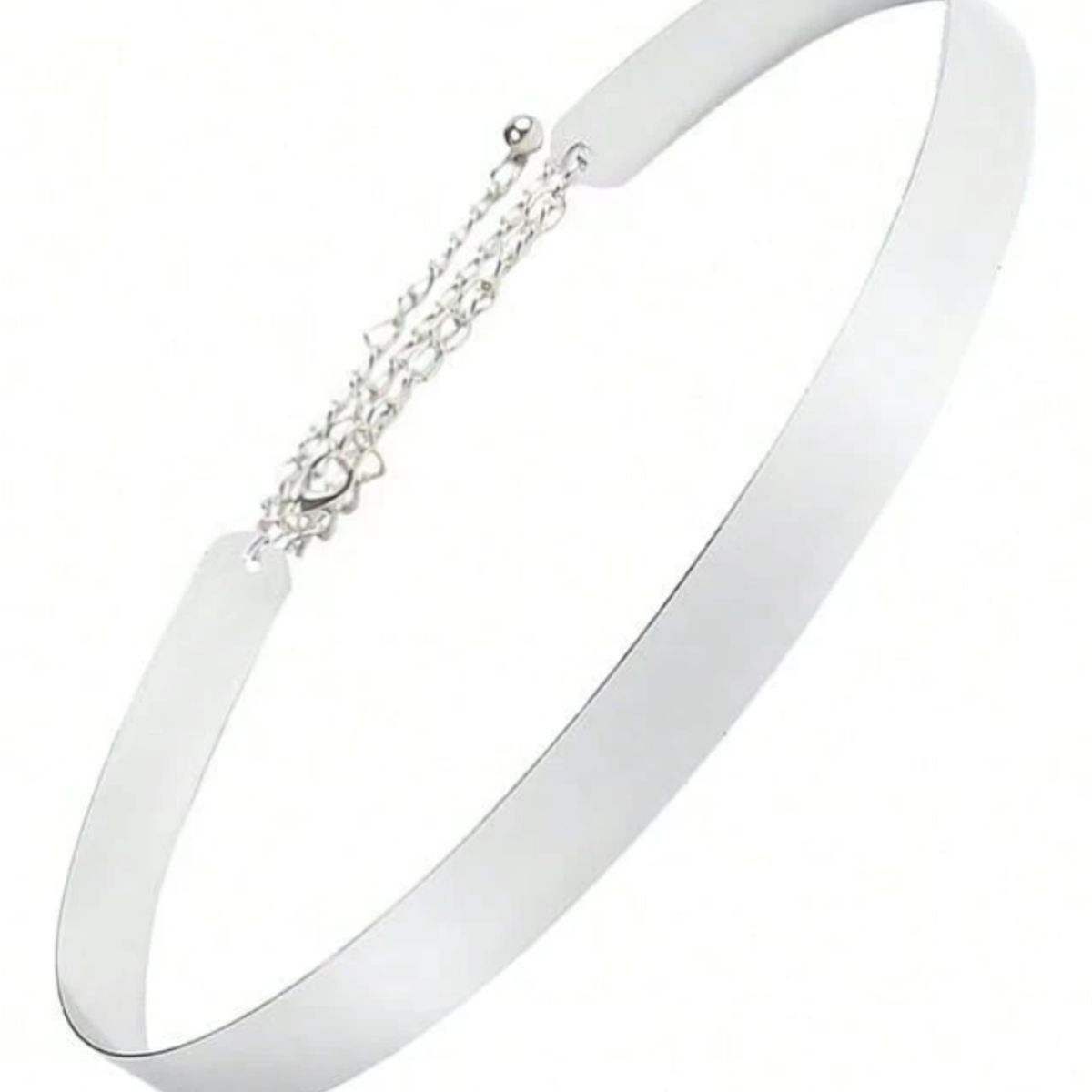 NEGRELI - CINTURON METALICO PLATEADO ELEGANTE