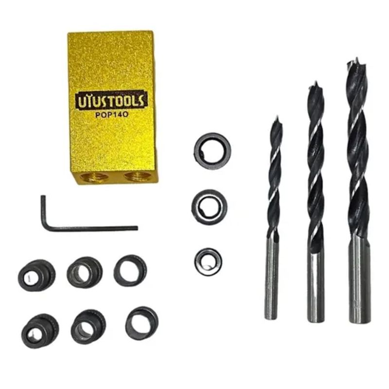 UYUSTOOLS - Posicionador Perforación Madera Pocket Hole Uyustools 14 Pzs