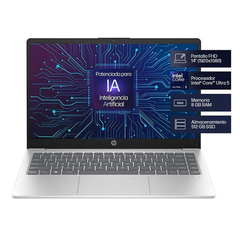 HP - PORTATIL HP - CORE ULTRA 5 125H - 16GB RAM - 512GB SSD - 14" FHD - WIN 11 - MOD: 14-EP1001LA