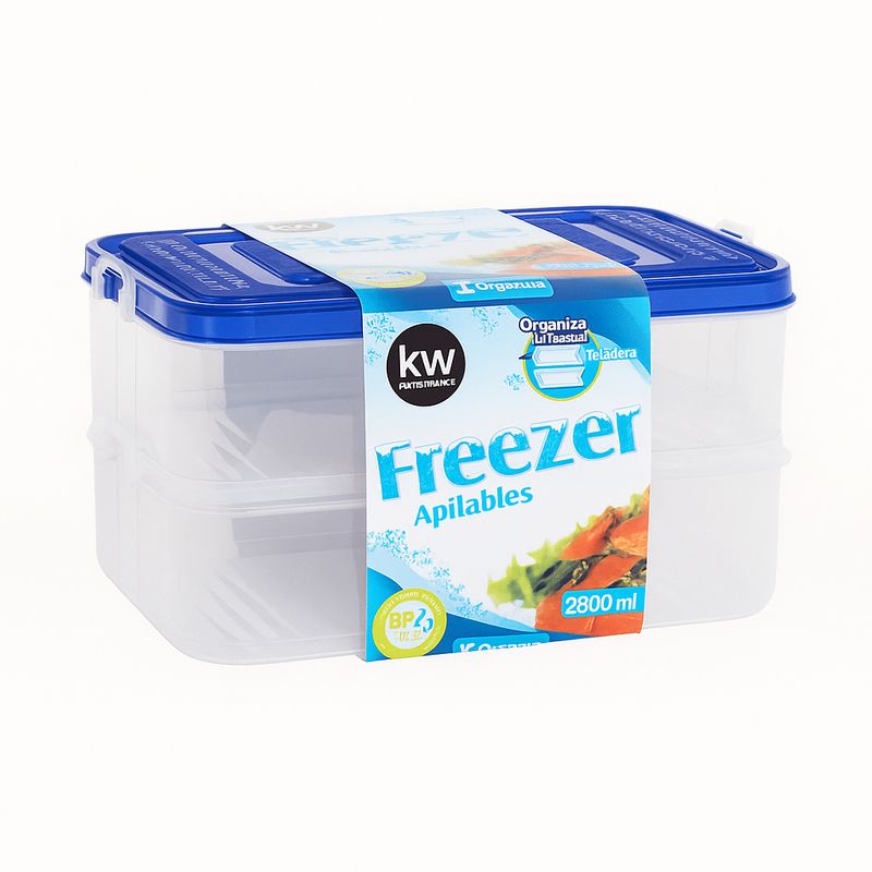 KITCHENWARE - Set De 2 Contenedores Plasticos 2600 ML Freezer