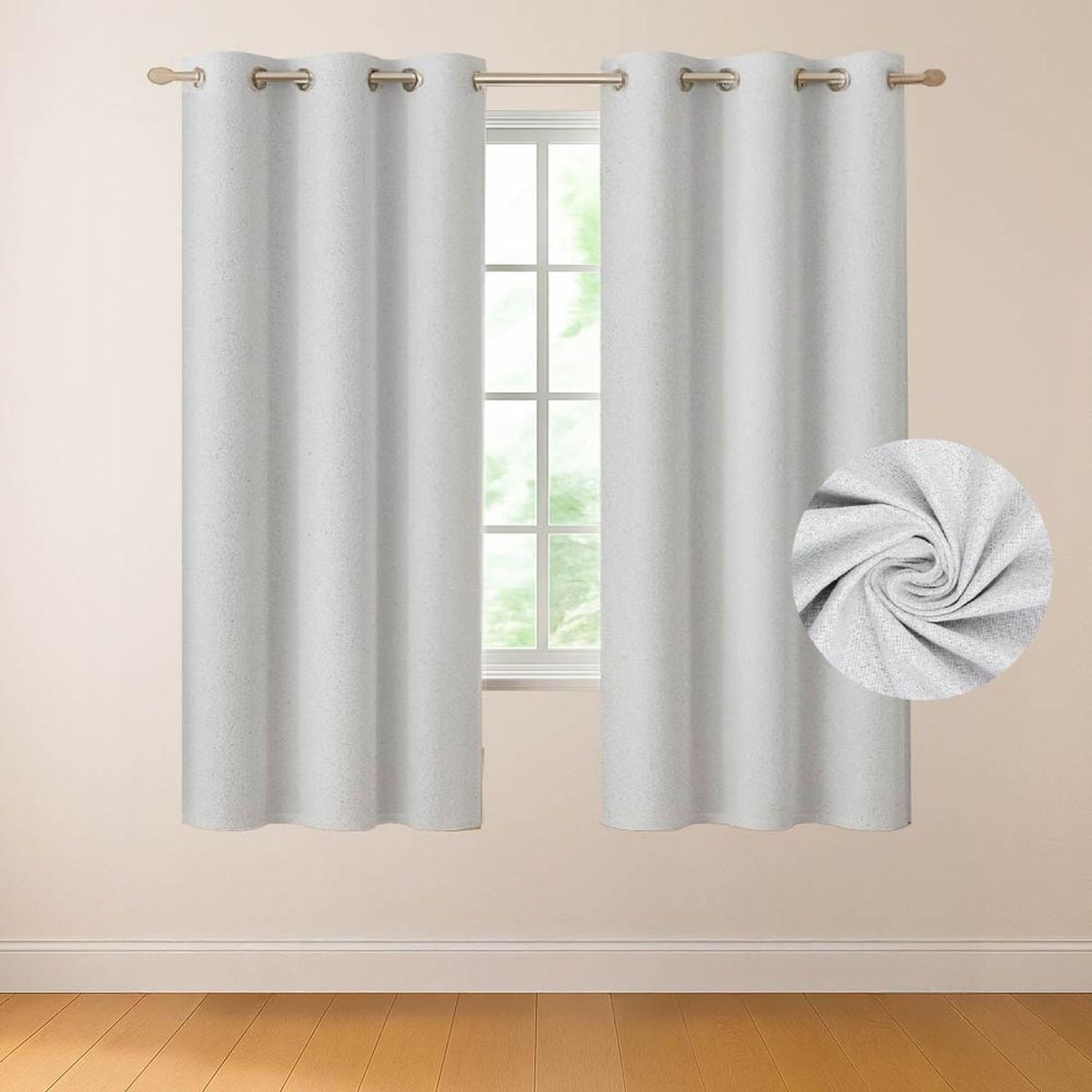 CASATUA - Cortina 100% Blackout Casatua 2 Paños Tipo Lino 107x160cm - Crema