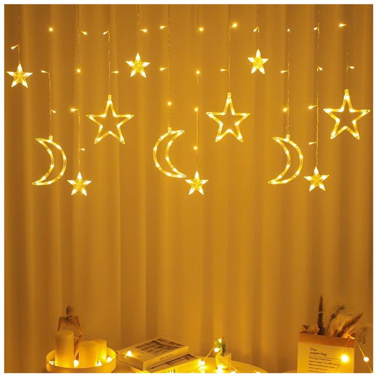 MULTIPLACE COLOMBIA - luces de navidad decorativas con figuras de estrellas Luz Amarilla