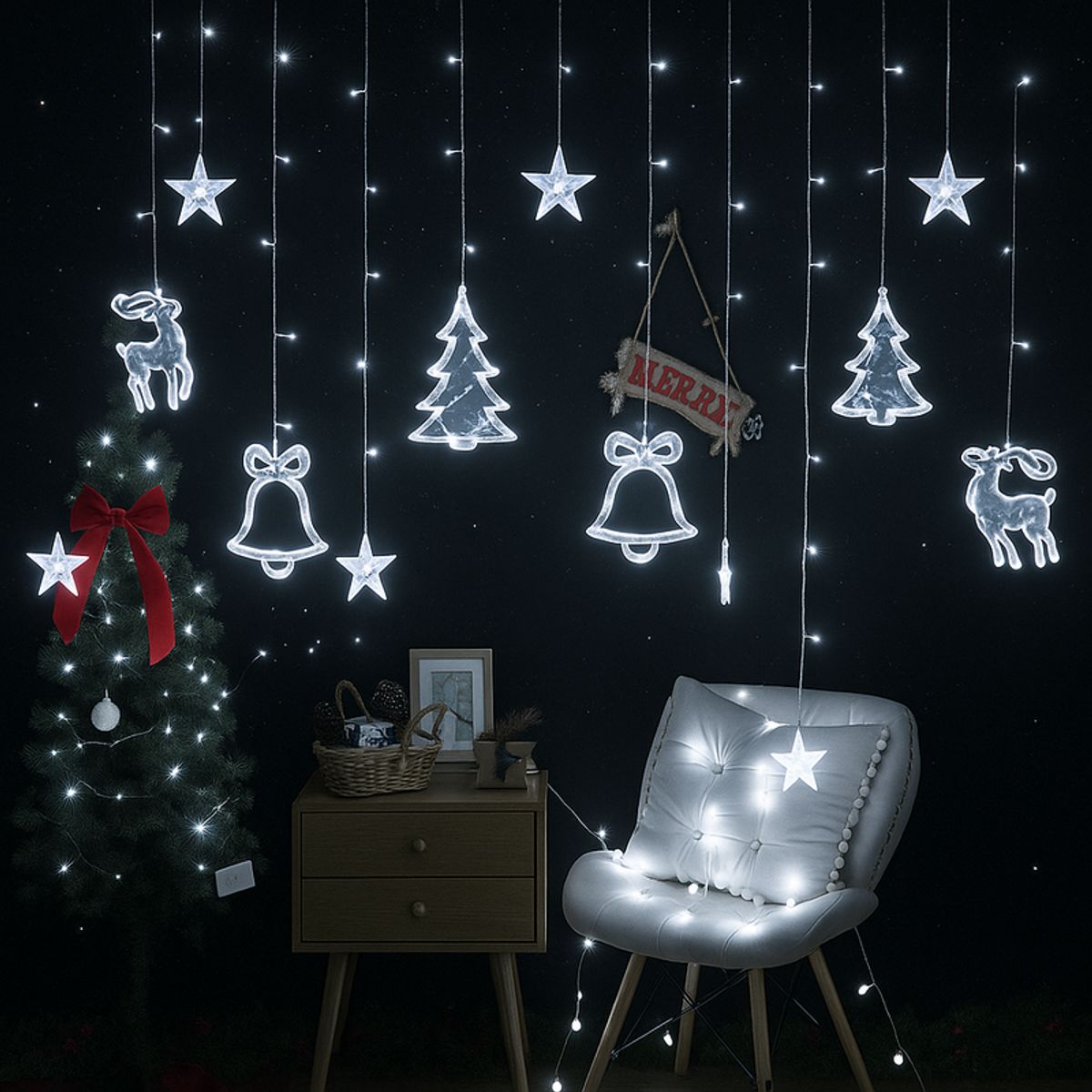 MULTIPLACE COLOMBIA - Luces de navidad decorativas con figuras de Renos Luz Blanca