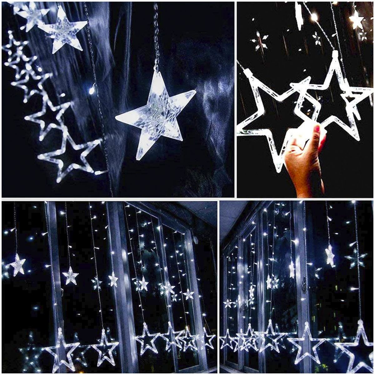 MULTIPLACE COLOMBIA - Luces de navidad decorativas figuras de estrellas luz Blanca