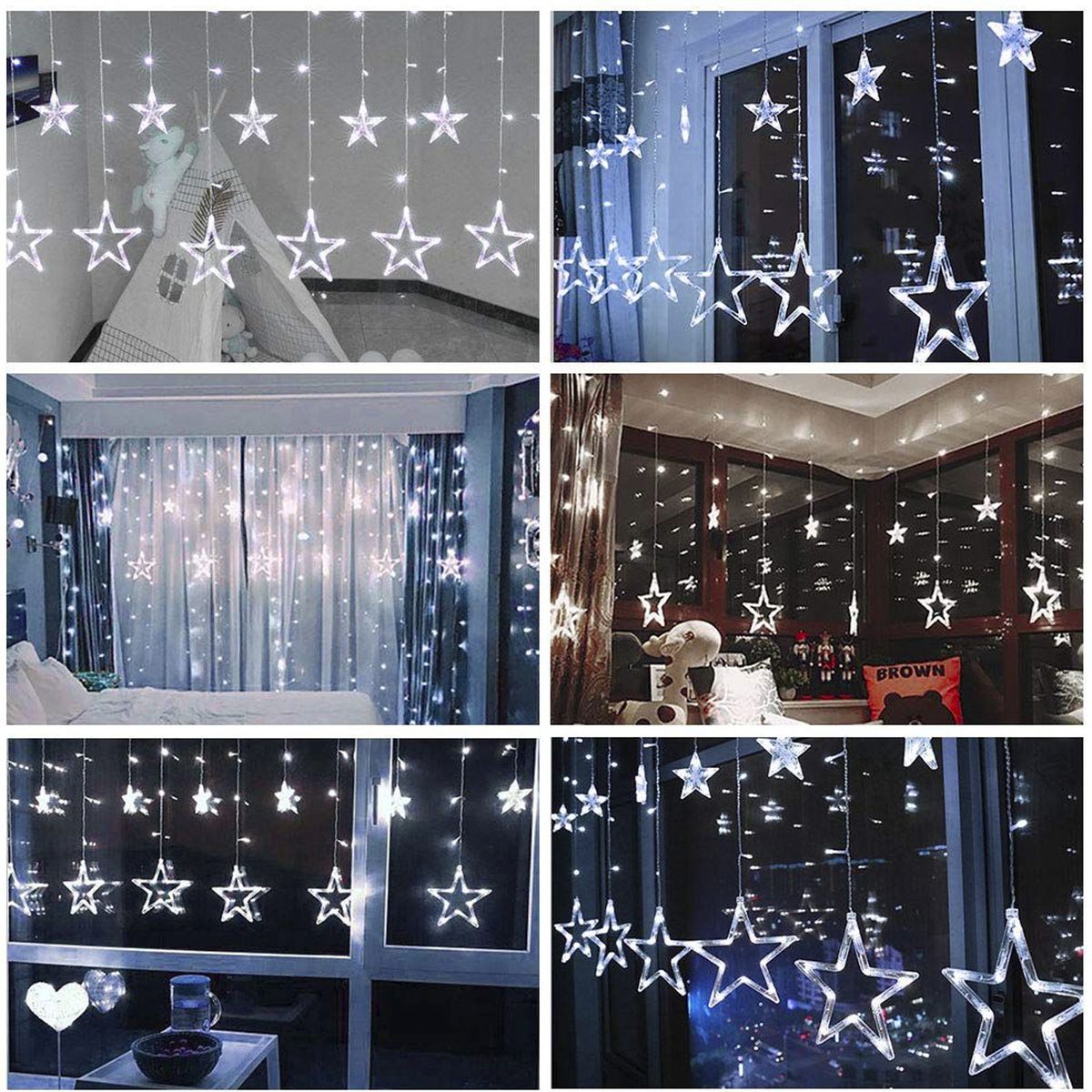 MULTIPLACE COLOMBIA - Luces de navidad decorativas figuras de estrellas luz Blanca