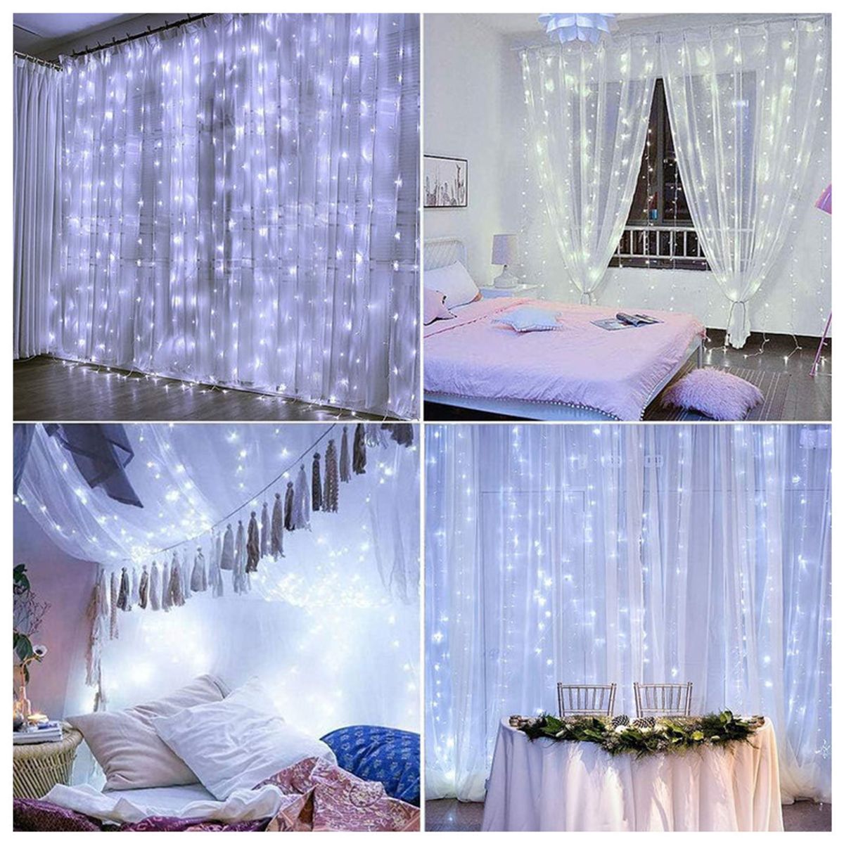 MULTIPLACE COLOMBIA - Cortina de Luces de navidad decorativas para interiores 300X100 CM