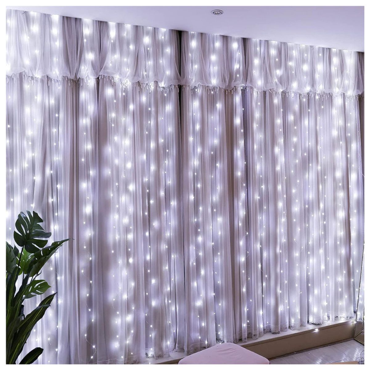 MULTIPLACE COLOMBIA - Cortina de Luces de navidad decorativas para interiores 300X100 CM