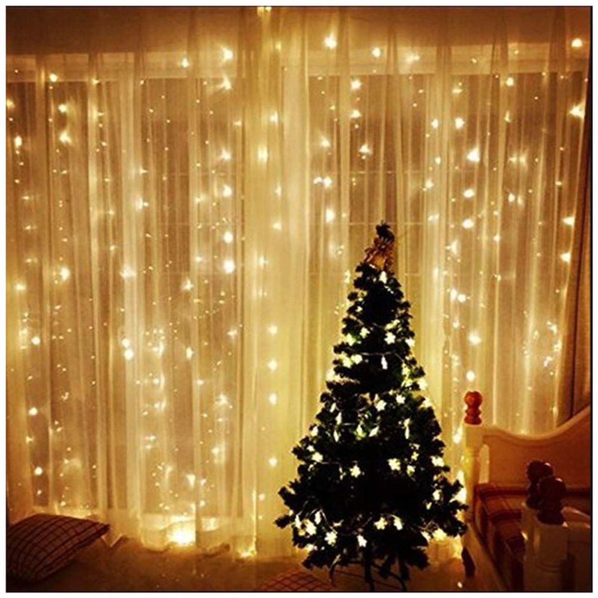 MULTIPLACE COLOMBIA - Cortina de Luces de navidad decorativas para interiores 600X100 CM