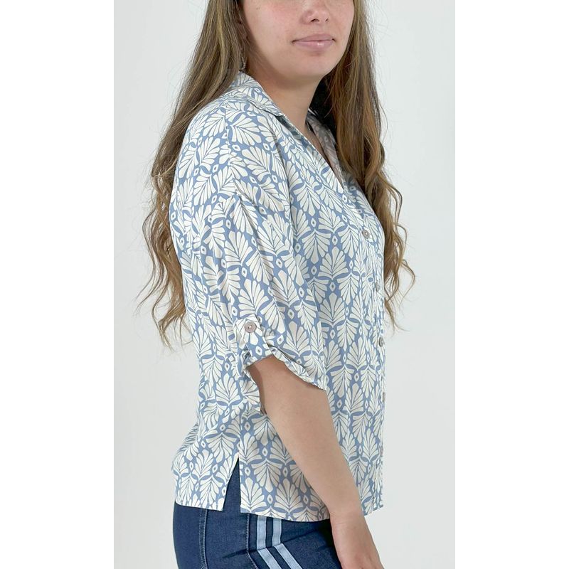 L Y H - Blusa Para Mujer Manga 34 Azul Marca L&H