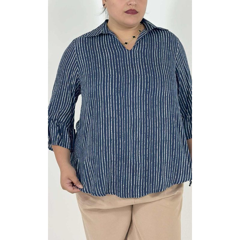 L Y H - Blusa Para Mujer Manga 34 Azul Marca L&H
