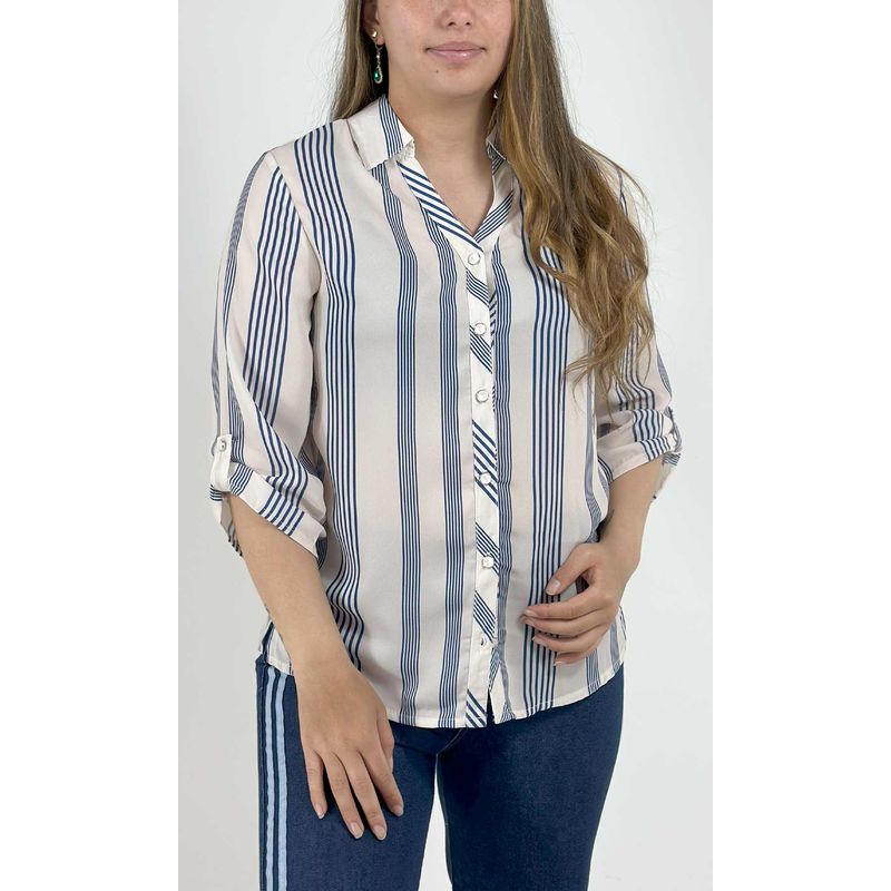 L Y H - Blusa Para Mujer Manga 34 Azul Marca L&H
