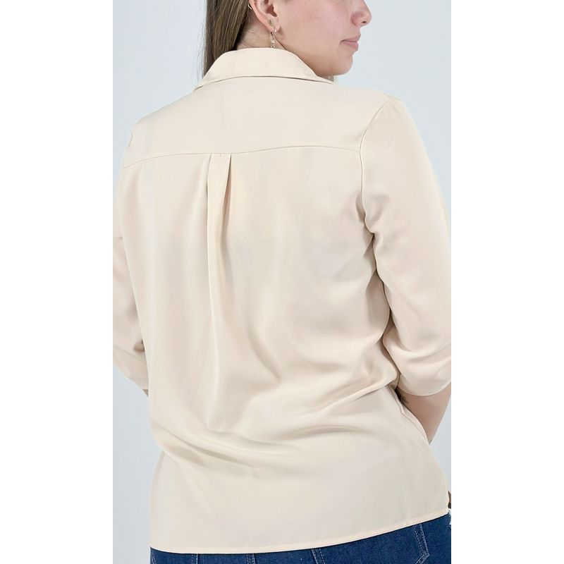 L Y H - Blusa Para Mujer Manga 34 Beige Marca L&H