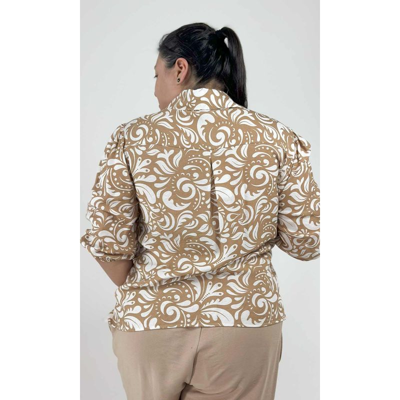 L Y H - Blusa Para Mujer Manga 34 Beige Marca L&H