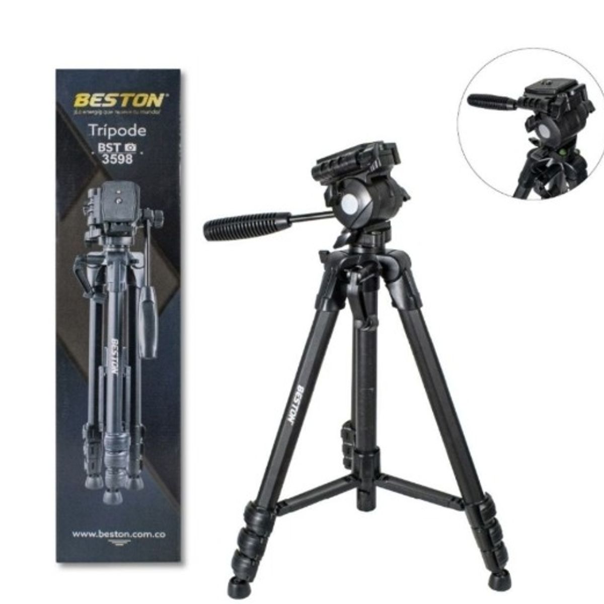 BESTON - TRIPODE PROFESIONAL CABEZA FLUIDA PARA CAMARAS O CELULARES