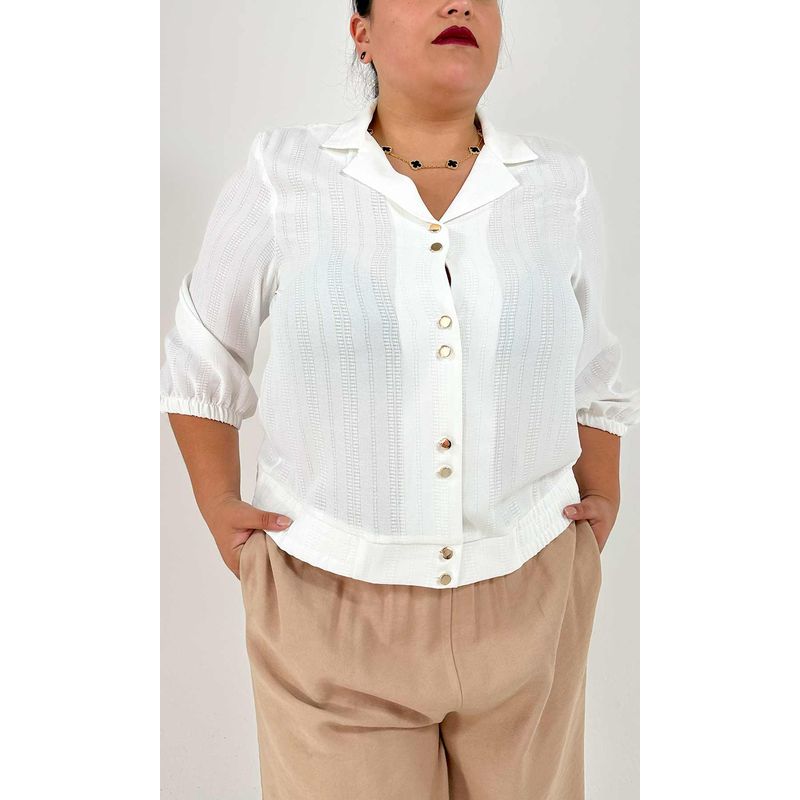 L Y H - Blusa Para Mujer Manga 34 Blanco Marca L&H