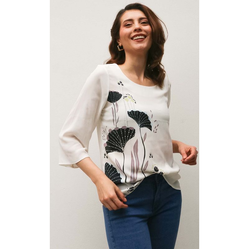 L Y H - Blusa Para Mujer Manga 34 Negro Marca L&H