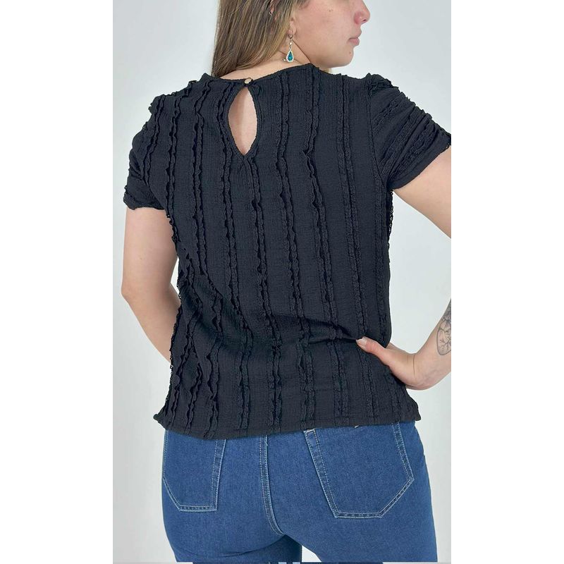 L Y H - Blusa Para Mujer Manga Corta Negro Marca L&H
