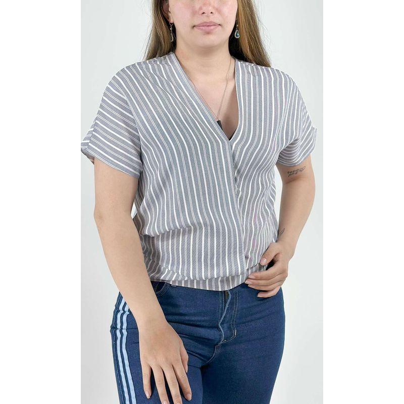 L Y H - Blusa Para Mujer Manga Corta Azul Marca L&H