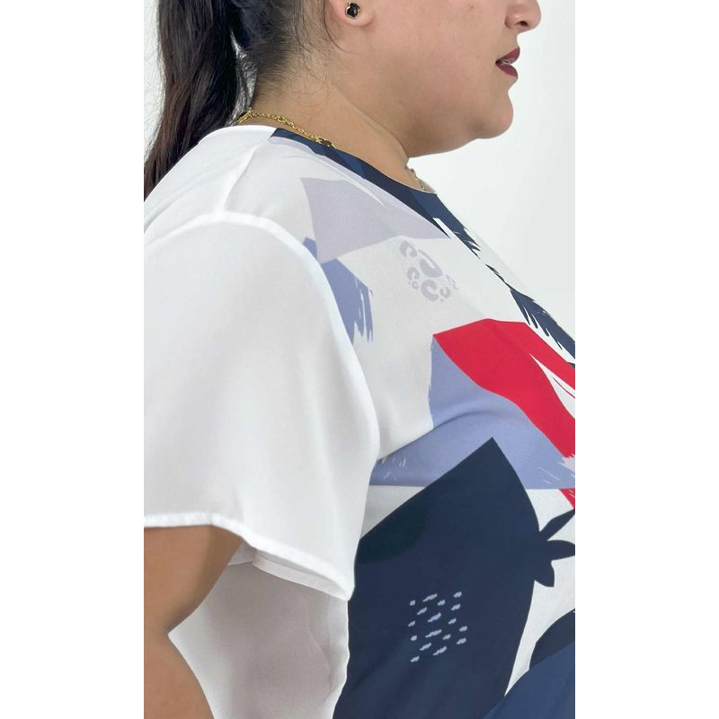 L Y H - Blusa Para Mujer Manga Corta Azul Marca L&H