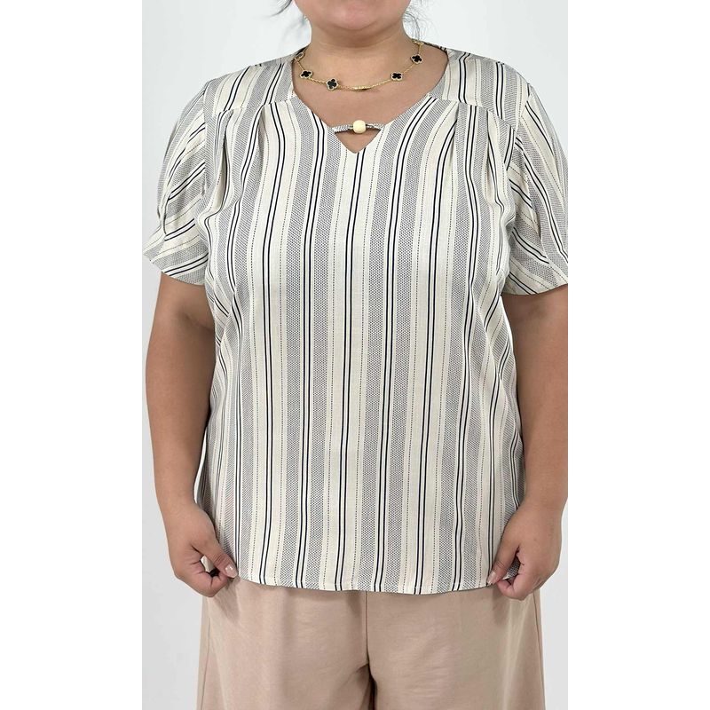 L Y H - Blusa Para Mujer Manga Corta Azul Marca L&H