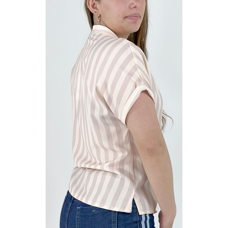 L Y H - Blusa Para Mujer Manga Corta Beige Marca L&H
