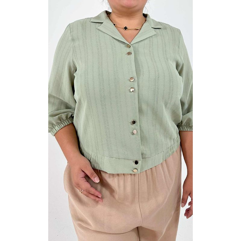 L Y H - Blusa Para Mujer Manga 34 Verde Marca L&H