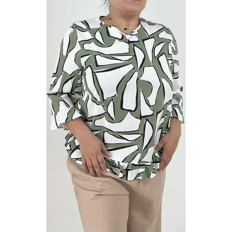 L Y H - Blusa Para Mujer Manga 34 Verde Marca L&H