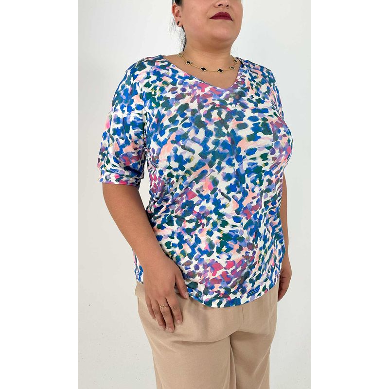 L Y H - Camiseta Para Mujer Manga Corta Azul Marca L&H