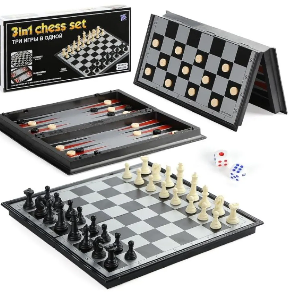 ZHOPI CO - Juego De Ajedrez Magnetico 3 En 1 Plegable Portatil