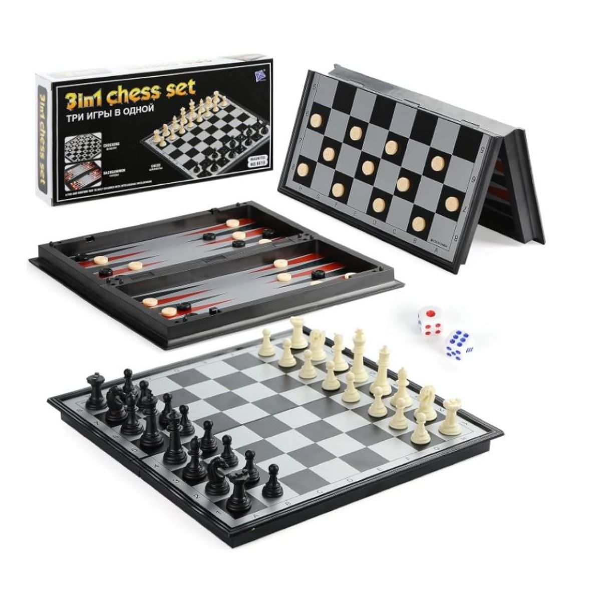 ZHOPI CO - Juego De Ajedrez Magnetico 3 En 1 Plegable Portatil