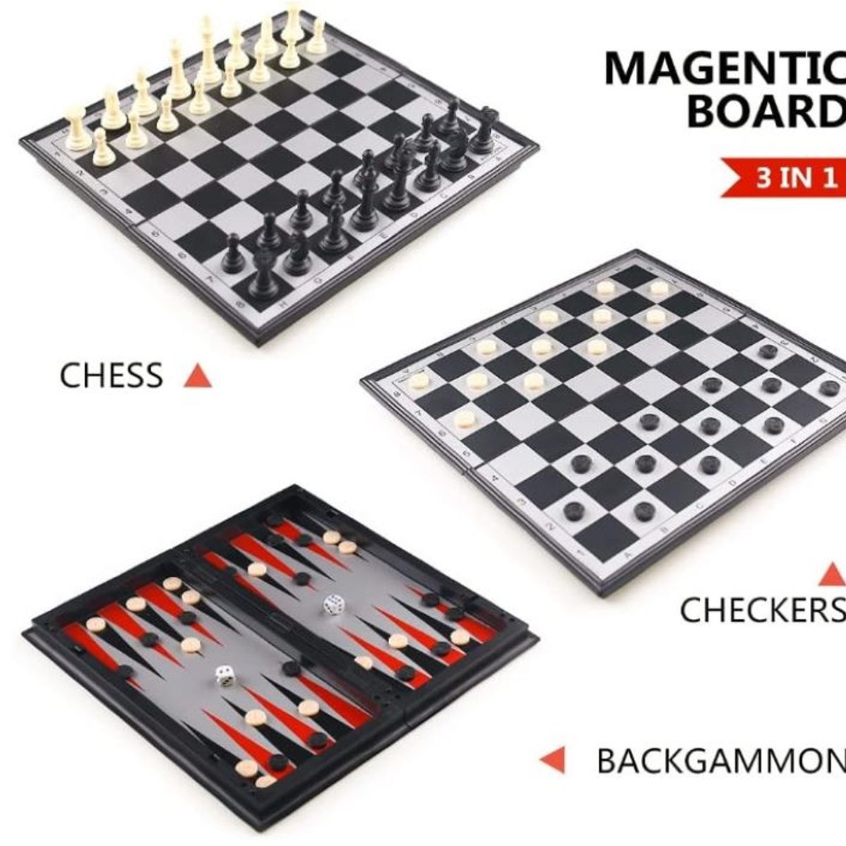 ZHOPI CO - Juego De Ajedrez Magnetico 3 En 1 Plegable Portatil