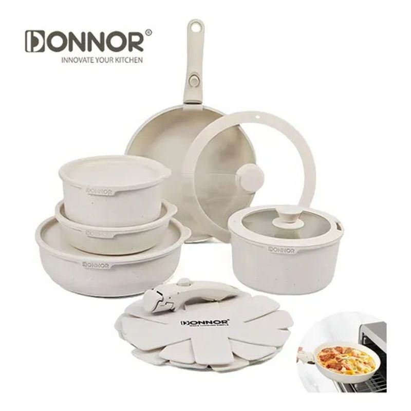 HOME - Set Juego de Ollas 17 Piezas Granito Marmol Antiadherente Donnor Beish