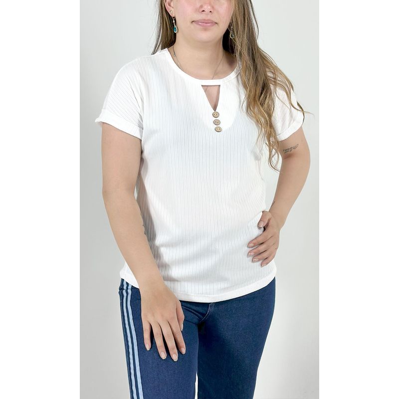 L Y H - Camiseta Para Mujer Manga Corta Blanco Marca L&H