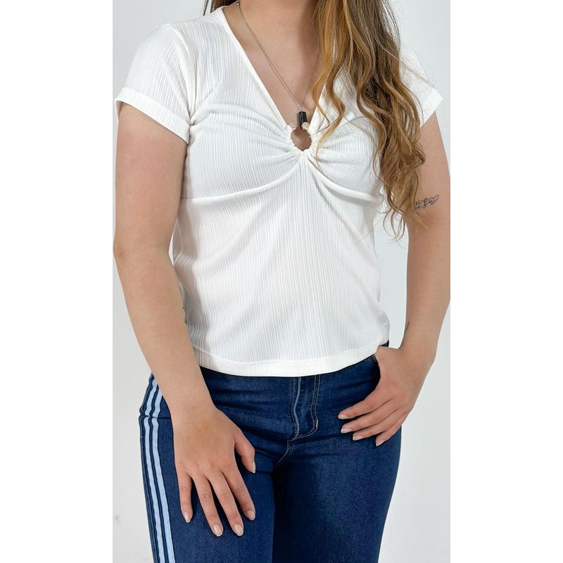 L Y H - Camiseta Para Mujer Manga Corta Blanco Marca L&H