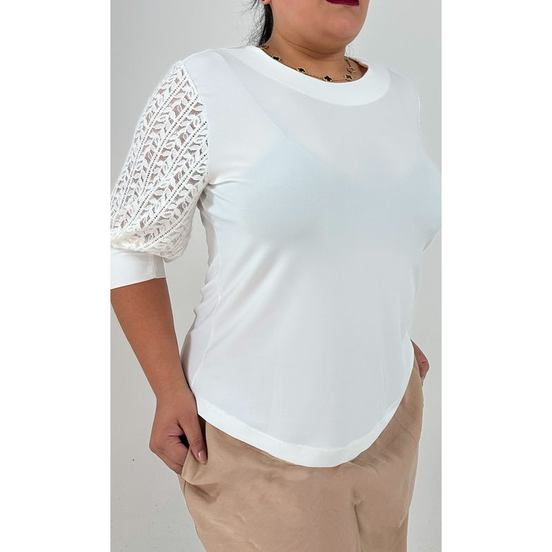 L Y H - Camiseta Para Mujer Manga 34 Blanco Marca L&H