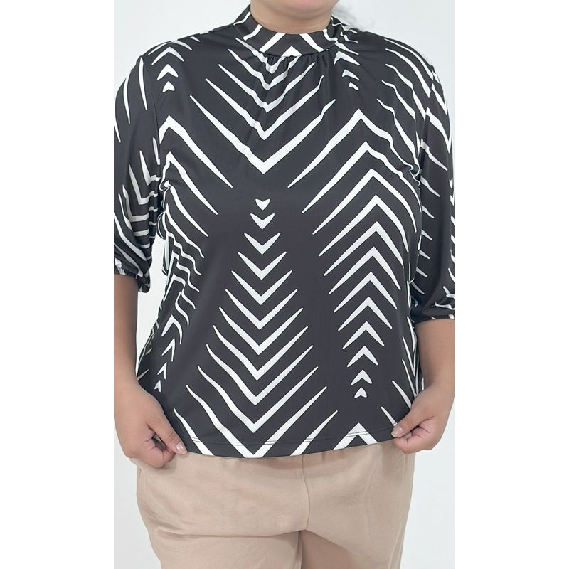 L Y H - Camiseta Para Mujer Manga 34 Negro Marca L&H