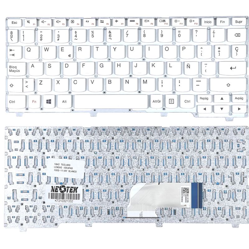 NEOTEK - Teclado Lenovo Ideapad 100S-11IBY Blanco Repuesto Español