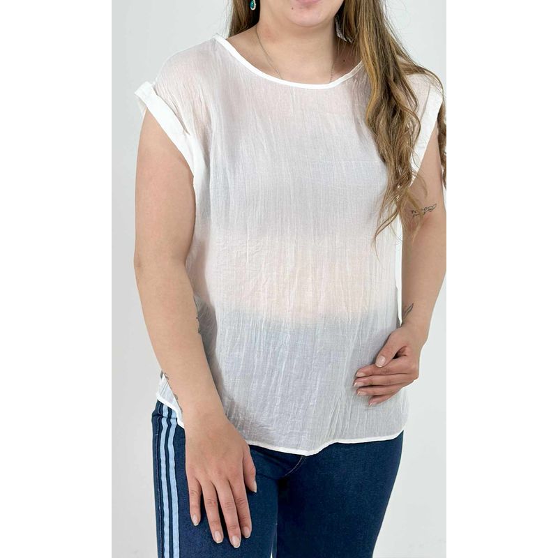 L Y H - Blusa Para Mujer Manga Corta Hueso Marca L&H