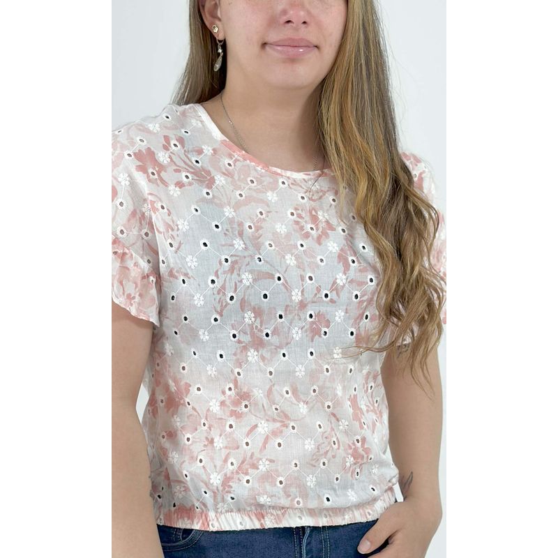 L Y H - Blusa Para Mujer Manga Corta Rosa Marca L&H