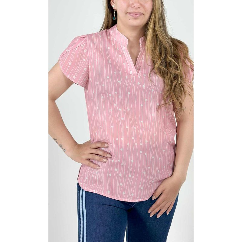 L Y H - Blusa Para Mujer Manga Corta Rosa Marca L&H