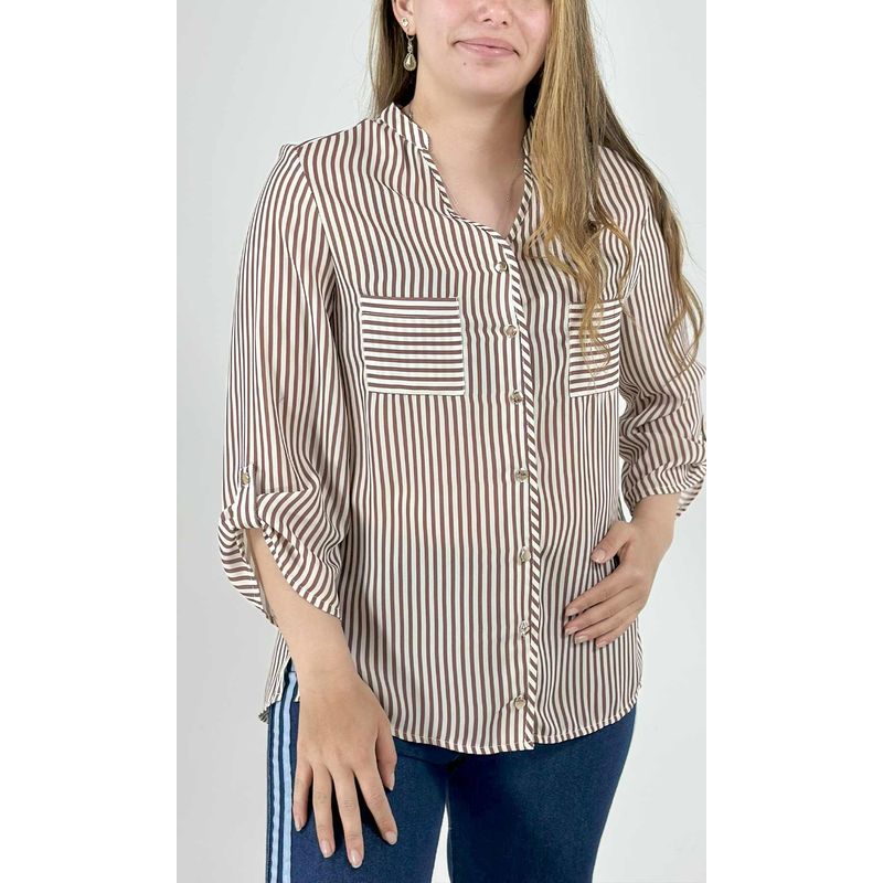 L Y H - Blusa Para Mujer Manga 34 Café Marca L&H