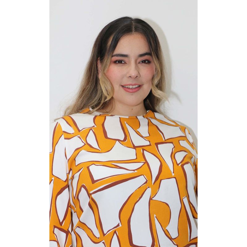 L Y H - Blusa Para Mujer Manga 34 Ocre Marca L&H