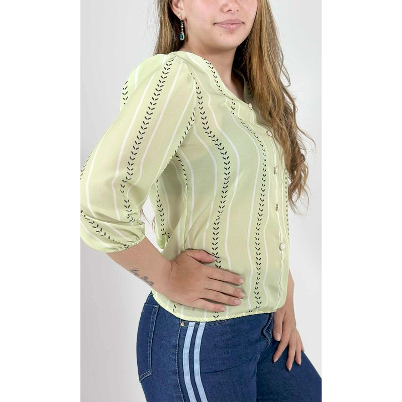 L Y H - Blusa Para Mujer Manga 34 Khaki Oscuro Marca L&H