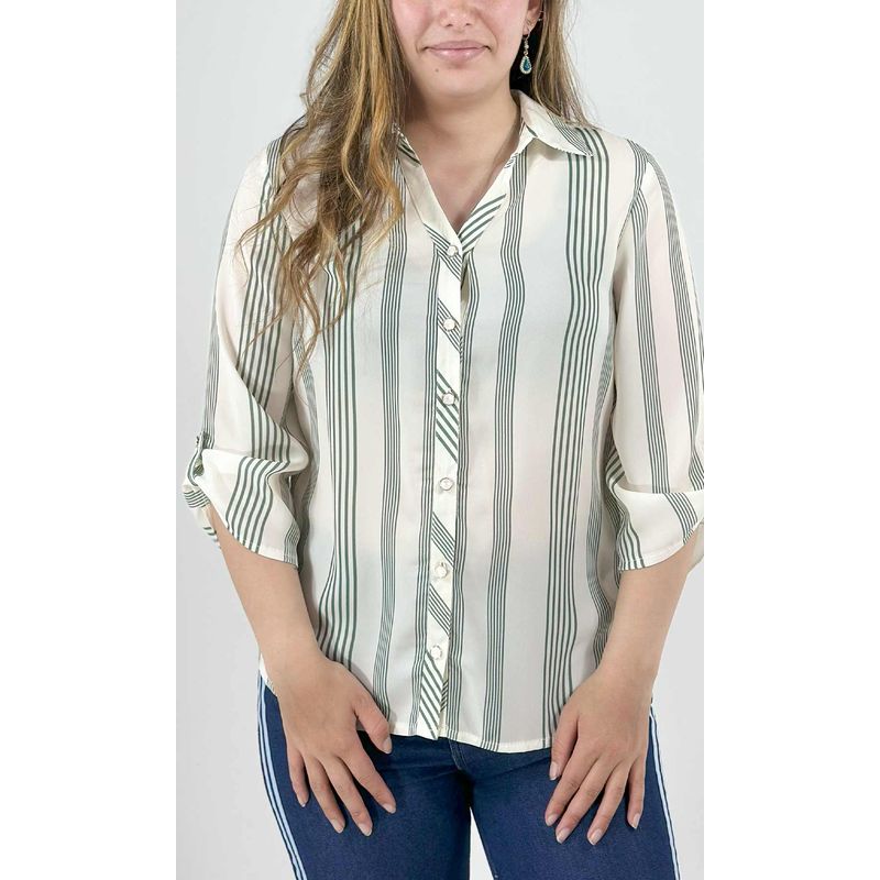 L Y H - Blusa Para Mujer Manga 34 Khaki Oscuro Marca L&H