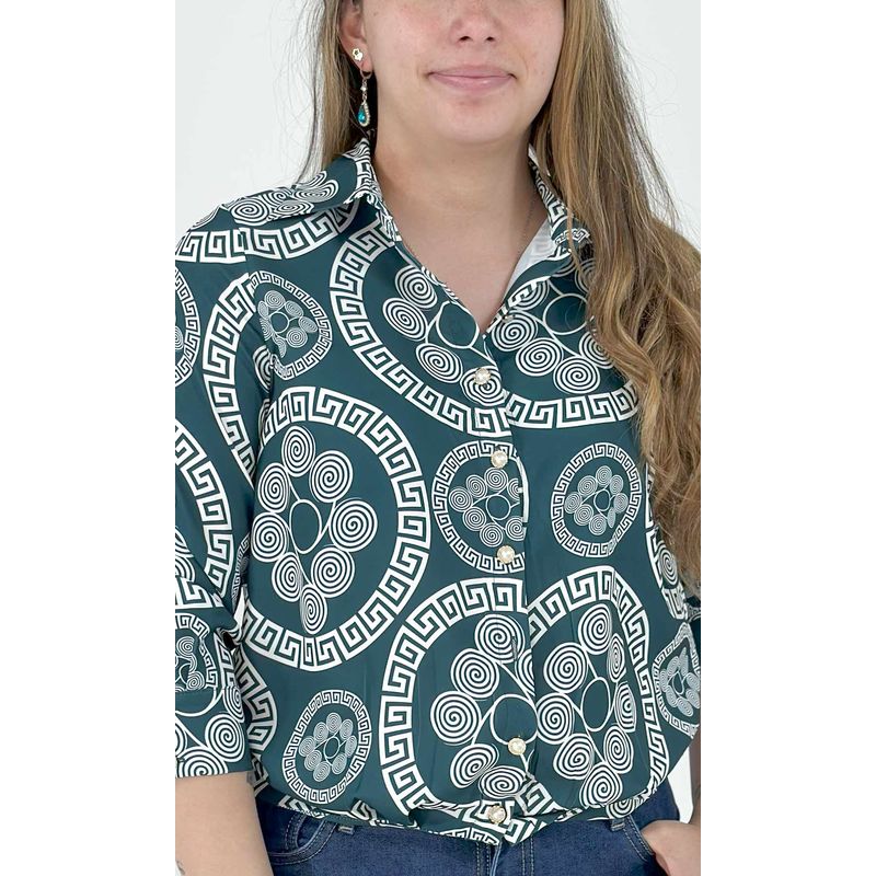 L Y H - Blusa Para Mujer Manga 34 Khaki Oscuro Marca L&H