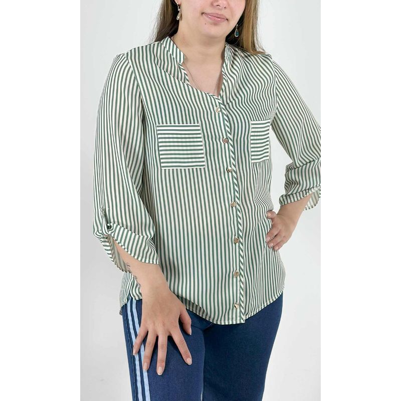 L Y H - Blusa Para Mujer Manga 34 Khaki Oscuro Marca L&H
