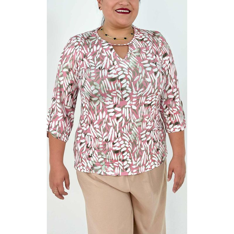 L Y H - Camiseta Para Mujer Manga 34 Rosa Marca L&H