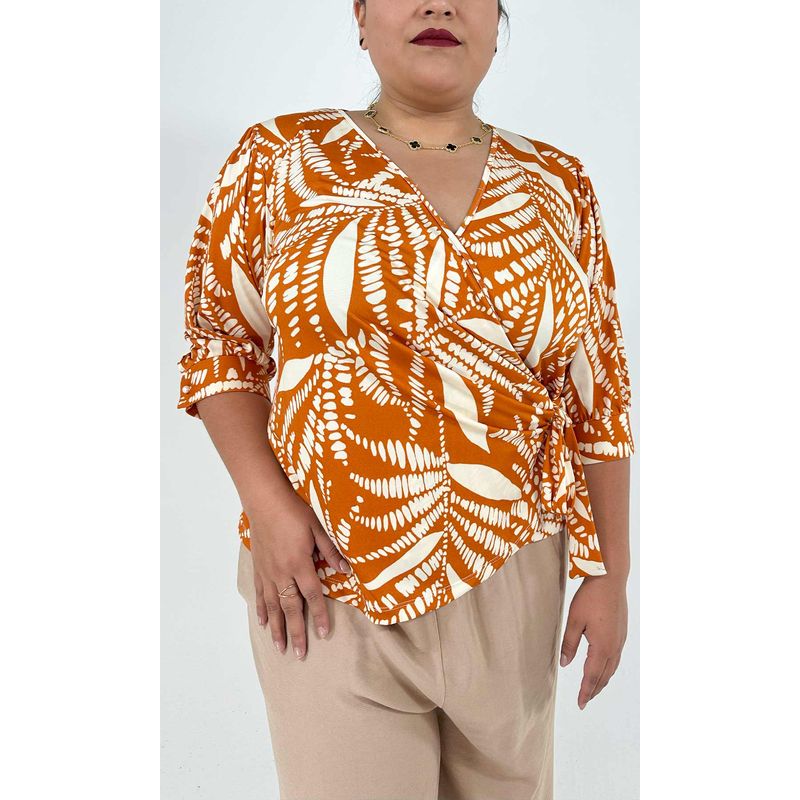 L Y H - Camiseta Para Mujer Manga 34 Naranjo Marca L&H