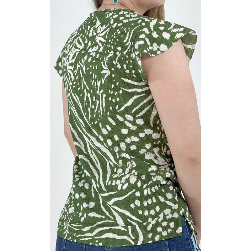 L Y H - Blusa Para Mujer Manga Corta Khaki Oscuro Marca L&H